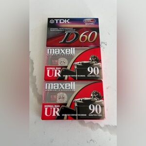 Lot Of 3 Maxell UR 90 Minute / TDK D60 Blank Audio Cassette Tapes NEW